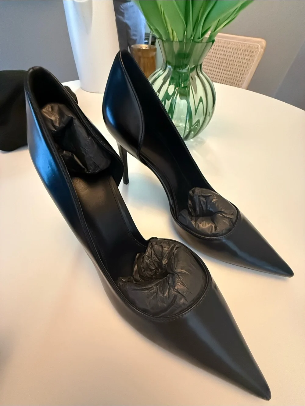 Mango Black Pointed Leather High Heels